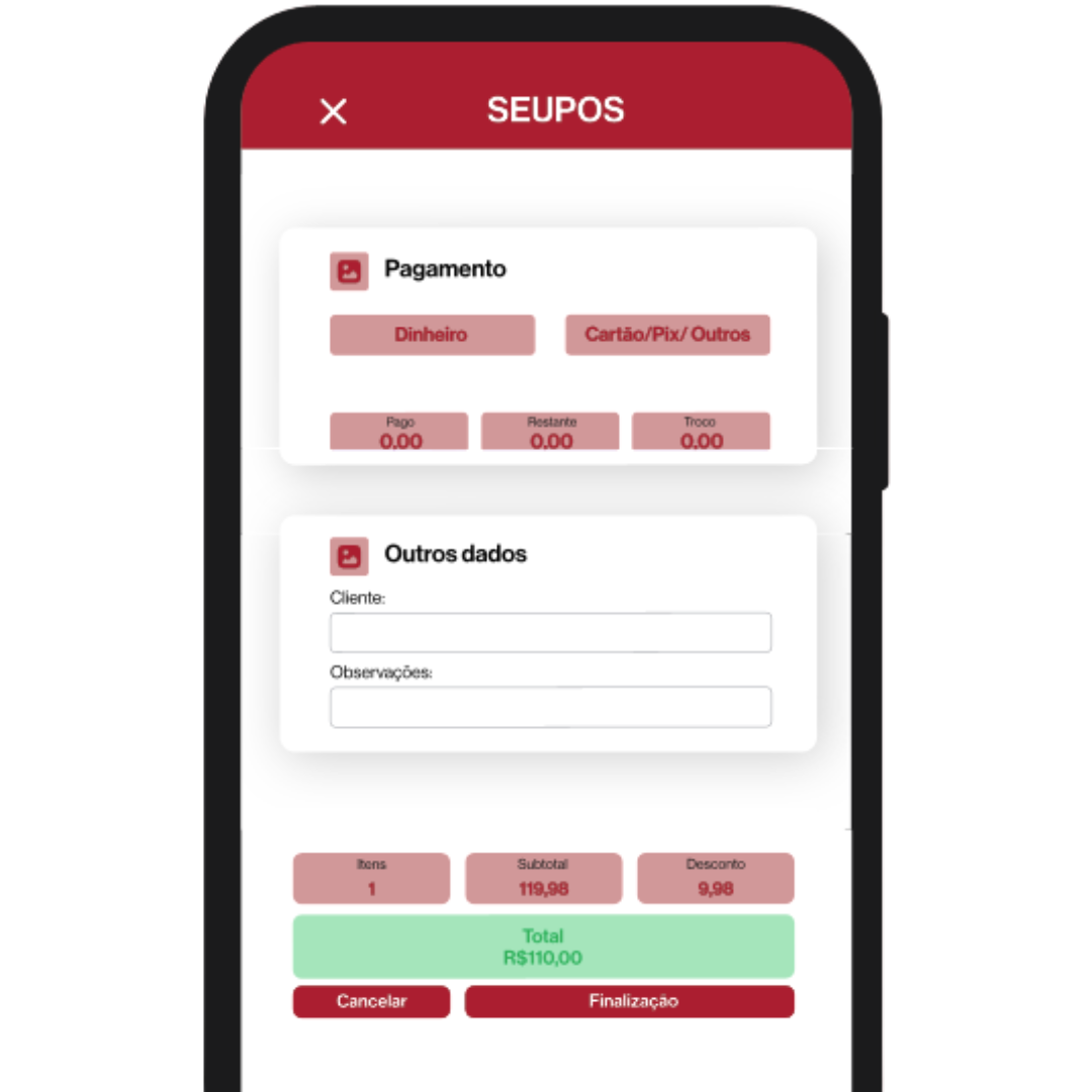 Interface do aplicativo SEUPOS