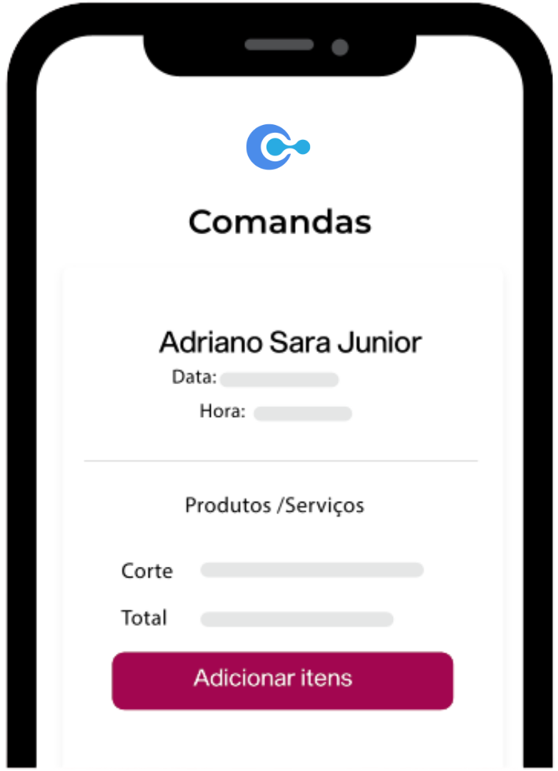 Interface de comandas do Codifika Salões