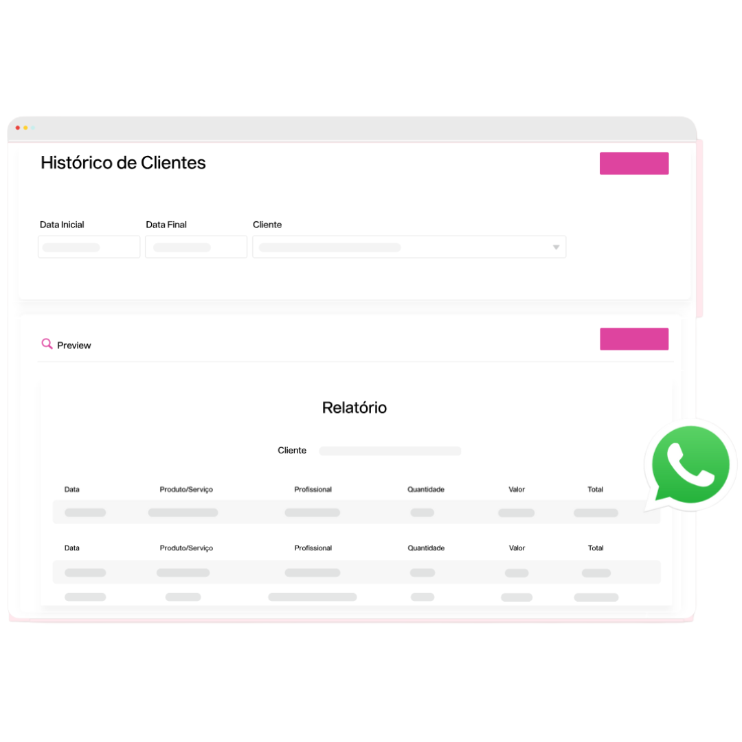 Interface de histórico de clientes do Codifika Salões